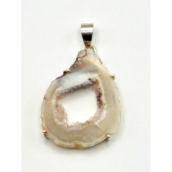 Jewelry - Agate Druzy Sterling Silver Handmade Pendant